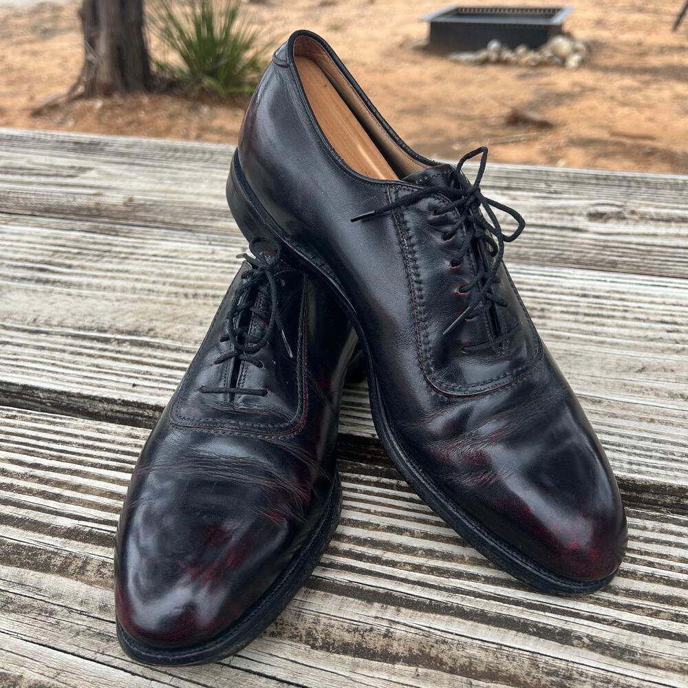 Vintage Johnston & Murphy Oxblood Plain Toe Oxford Shoes 8.5D Leather + Trees